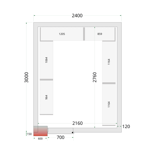 TFW-CR 240x300x220 Kylrumspaneler med 120 mm isolering