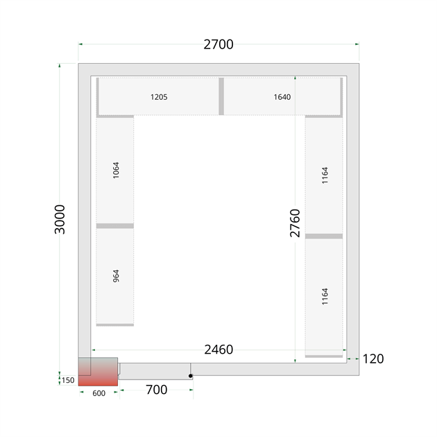 TFW-CR 270x300x220 Kylrumspaneler med 120 mm isolering
