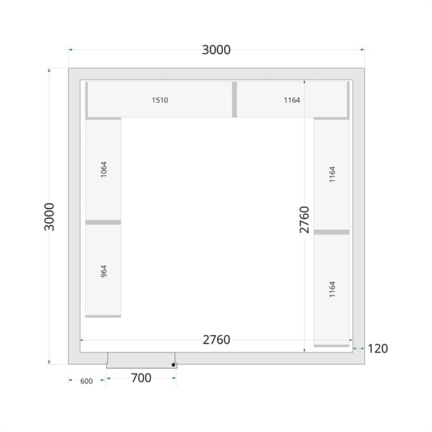 TFW-CR 300x300x220 Kylrumspaneler med 120 mm isolering