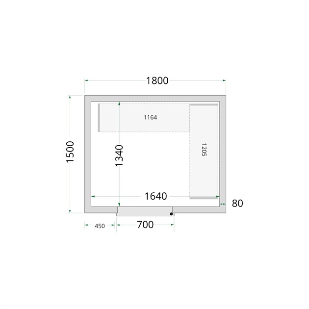 TFW-CR 180x150x220 Kylrumspaneler med 80 mm isolering