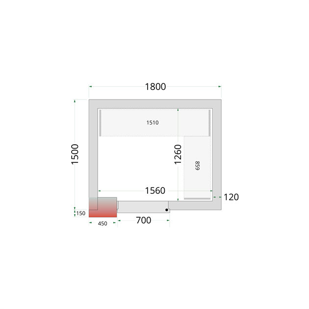 TFW-CR 180x150x220 Kylrumspaneler med 120 mm isolering