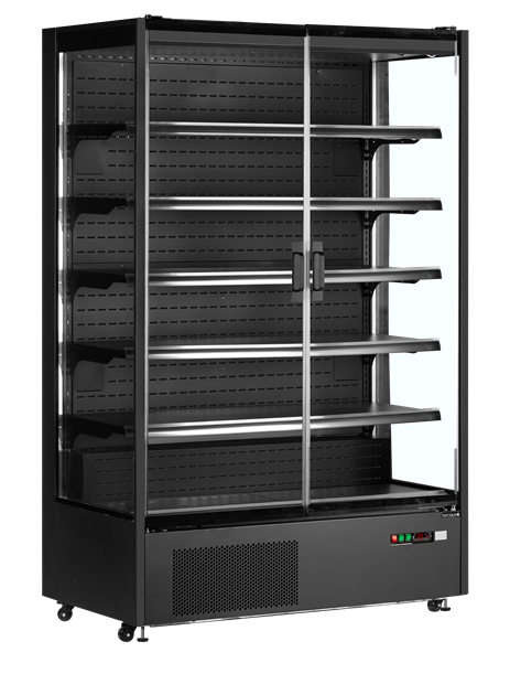 TFW-PC1250B Svart multideck-kyl med ramlösa glasdörrar