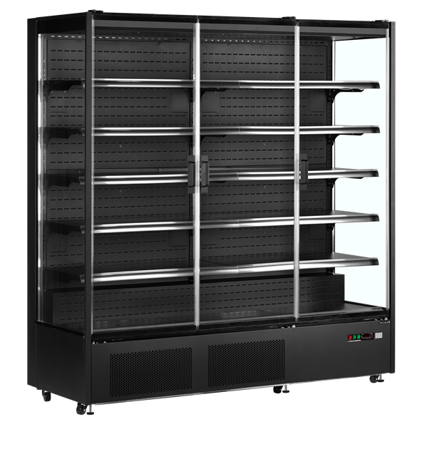 TFW-PC1870B Svart multideck-kyl med ramlösa glasdörrar