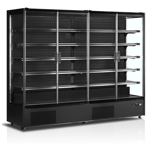 TFW-PC2500B Svart multideck-kyl med ramlösa glasdörrar