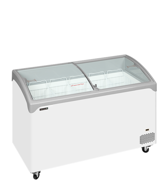 TFW-NIC401SCEB Elegant frysbox med kurvade skjutlock i glas