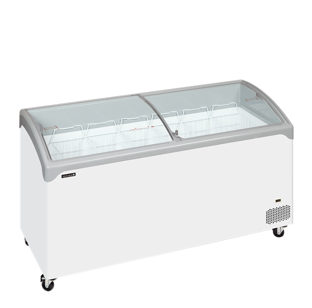 TFW-NIC501SCEB Elegant frysbox med kurvade skjutlock i glas
