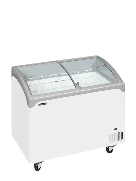 TFW-NIC301SCEB Elegant frysbox med kurvade skjutlock i glas