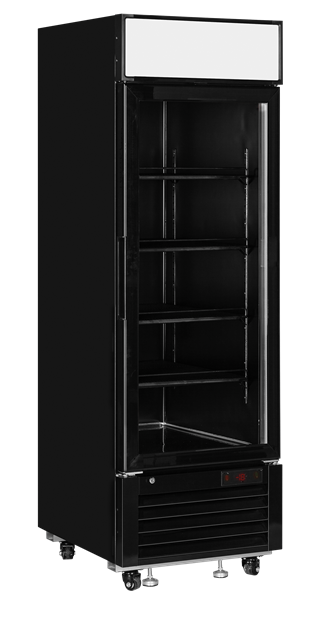 TFW-LGF2500B Elegant svart displayfrys med huv