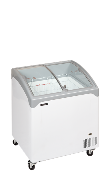TFW-NIC202SCEB Elegant frysbox med kurvade skjutlock i glas